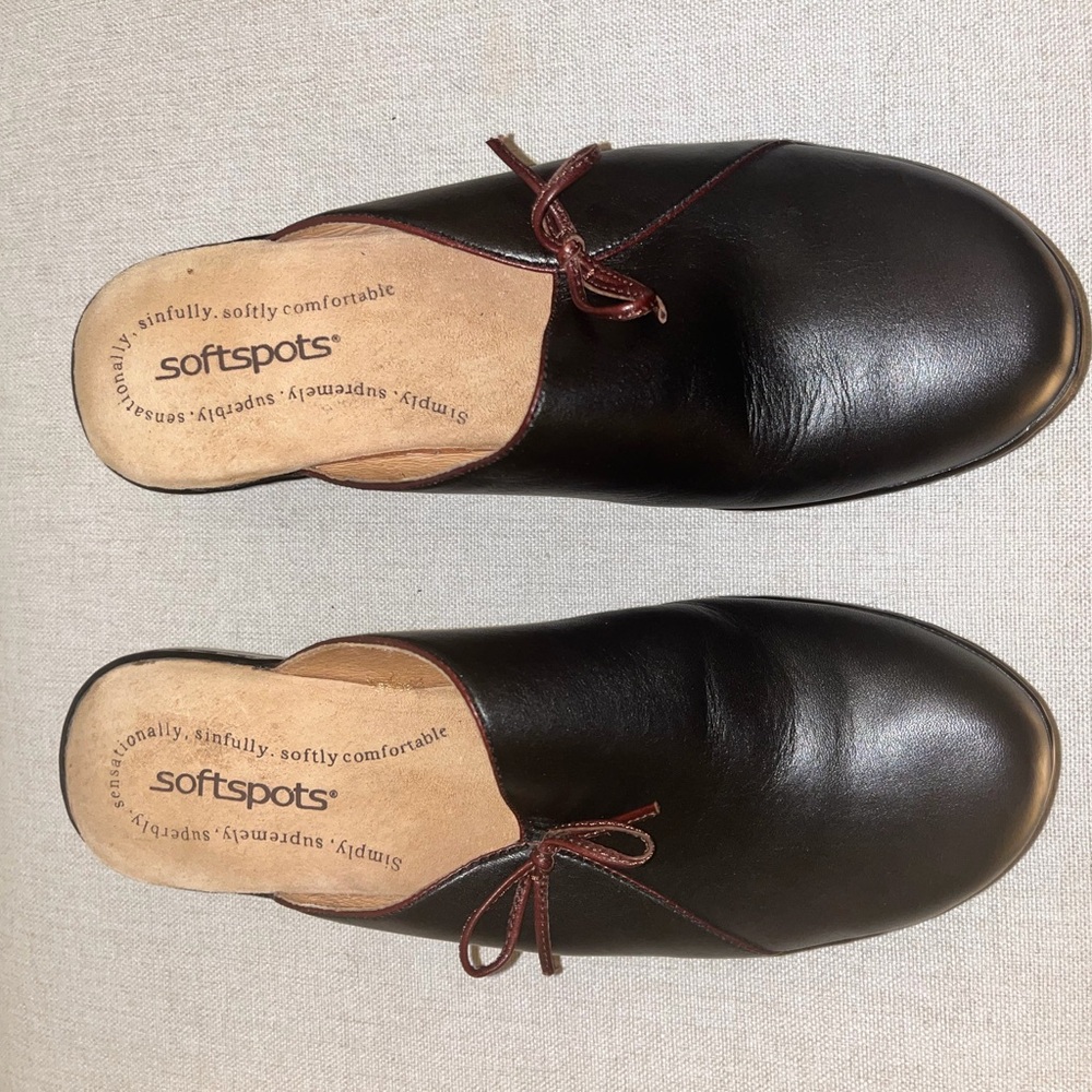 Softspots Brown Leather‎ Loafers with Red Accents